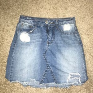 Light wash ripped skirt